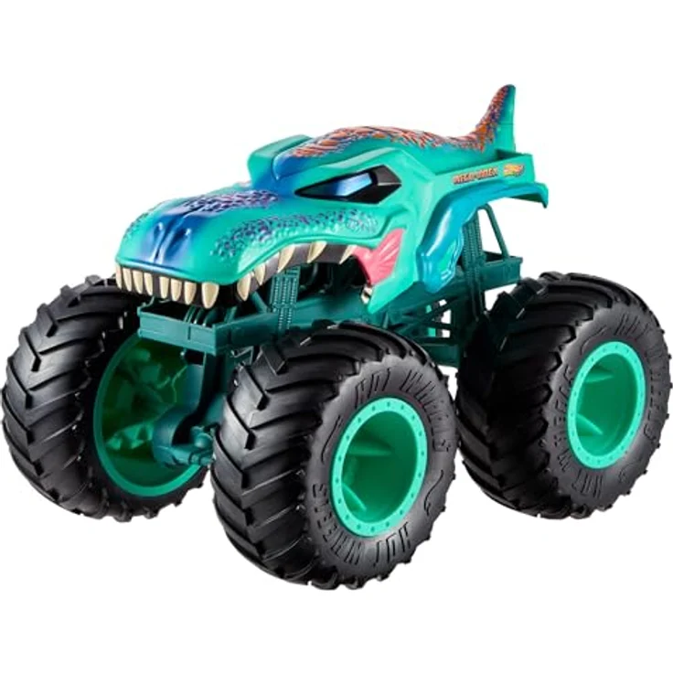 Hot Wheels Monster Trucks Mega Wrex OS 1:15, Spielzeugauto mit riesigen Rädern für Crash-Abenteuer, multicolor – Bild 1