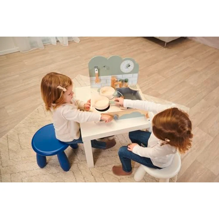 Eichhorn Kleine Tischküche, Kochfeld mit Sound und Zubehör, Holzspielzeug für Kinder ab 3 Jahren, 40x35x31 cm, einfacher Aufbau – Bild 2