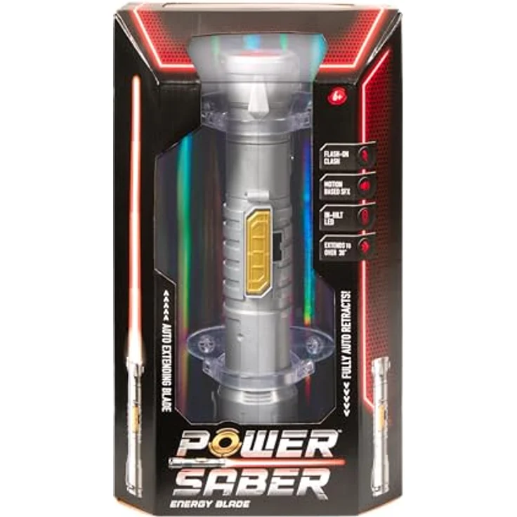 Goliath POWER SABER Rot - Automatisch ausziehbares und einziehbares Laserschwert für Kinder ab 6 Jahren, Realistisches Laserspielzeug, Intergalaktischer Kampf, 30cm/ ausgezogen 90cm, Box Fenster – Bild 1