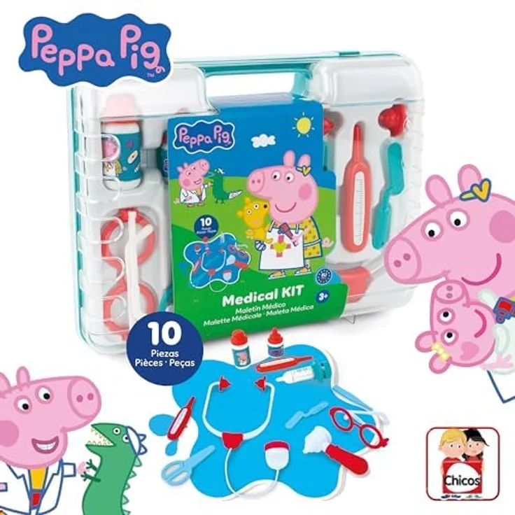 Chicos 87020 Pig Peppa Wutz Medizinischer Spielzeugkoffer Imitation Set für Kinder Inklusive 10 Zubehörteilen +3 Jahre – Bild 5