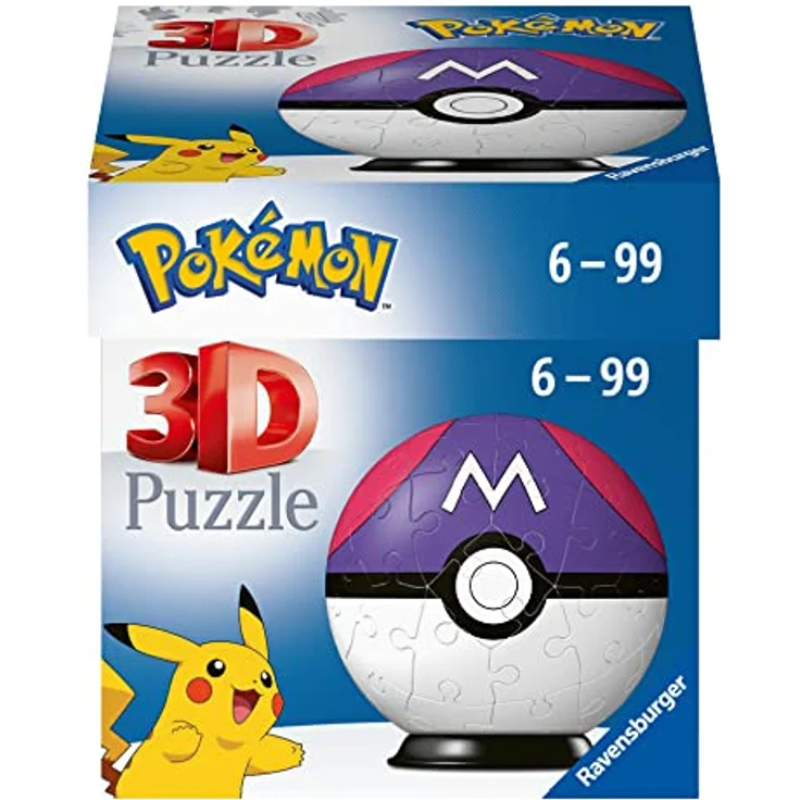 Ravensburger 3D Puzzle 11564 - Puzzle-Ball Pokémon Pokéballs - Meisterball - [EN] Master Ball - 54 Teile - für Pokémon Fans ab 6 Jahren – Bild 1