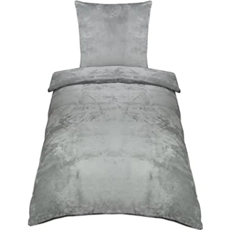 ZOLLNER Bettwäschegarnitur, 80x80 + 135x200 cm, 100% Polyester, Anthrazit