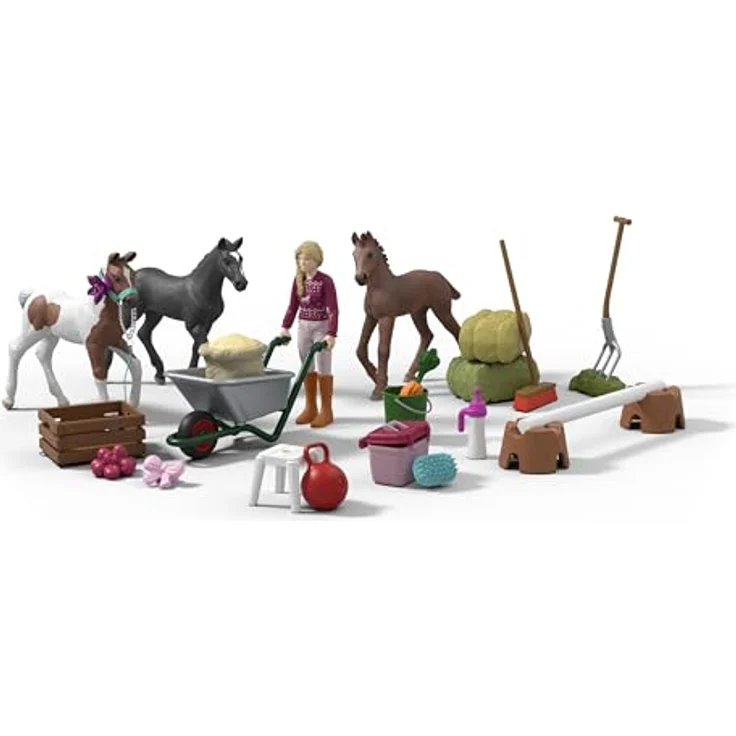 SCHLEICH Horse Club Adventskalender 2025 – Weihnachtswunder Fohlenaufzucht 99178 | mit beweglicher Figur Sofia, 3 exklusive Fohlenfiguren & Zubehör | Geschenkidee für Kinder ab 5 Jahren | 34 Teile – Bild 1