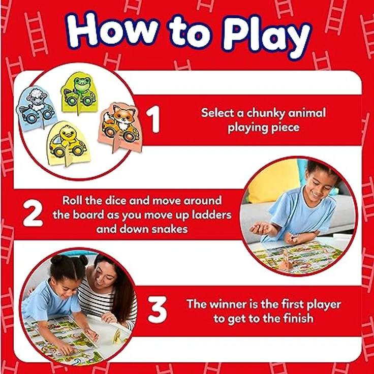 Orchard Toys My First Snakes and Ladders Game, Brettspiel für Kinder 3-6 Jahre mit extra großem Spielbrett und klobigen Spielsteinen – Bild 4