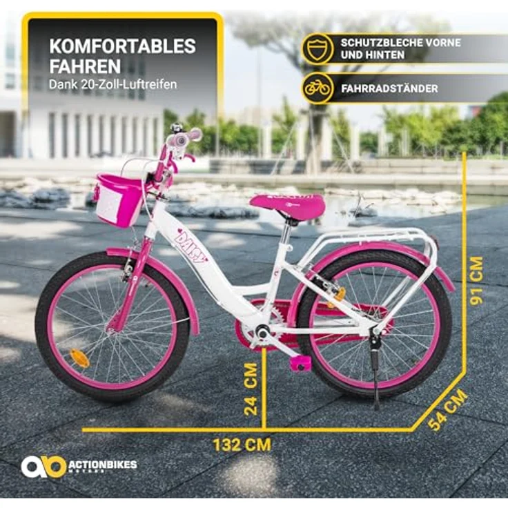 Actionbikes Motors Kinderfahrrad Daisy 20 Zoll | Mädchen-Fahrrad ab 6-9 Jahren, V-Brake Bremse, Kettenschutz, Luftbereifung (Daisy 20 Zoll) - Preisvergleich – Bild 4