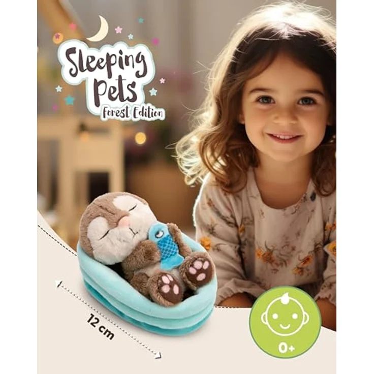 NICI Kuscheltier Otter mit Fisch 12cm schlafend im Körbchen - grau - Stofftier aus weichem Plüsch, niedliches Plüschtier zum Kuscheln und Spielen - für Kinder & Erwachsene – Bild 2