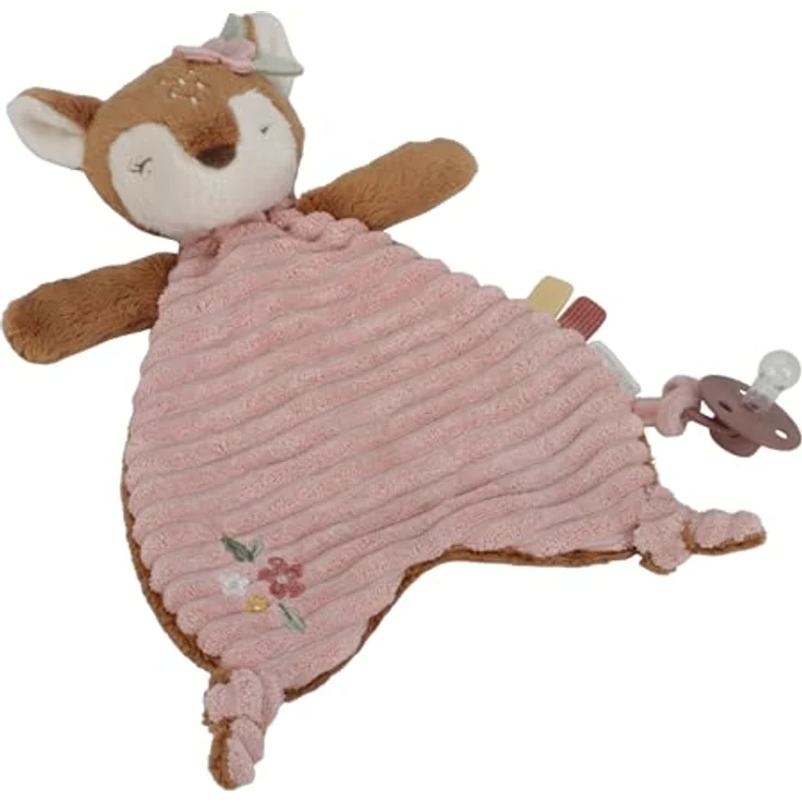 Little Dutch 9002 Kuscheltuch Schnullertuch REH - Fairy Garden rosa, Schmusetuch mit Schnullerhalterung, 100% Polyester, 23x8x31 cm, ab Geburt – Bild 1