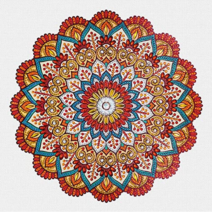 Ursus 43520006F - Diamond Painting Mandala Set 6, Bastelset mit Steinchen in Rot-, Orange- und Petroltönen zum Selbstgestalten, eine Leinwand ca. 30 x 30 x 1,5 cm groß – Bild 3