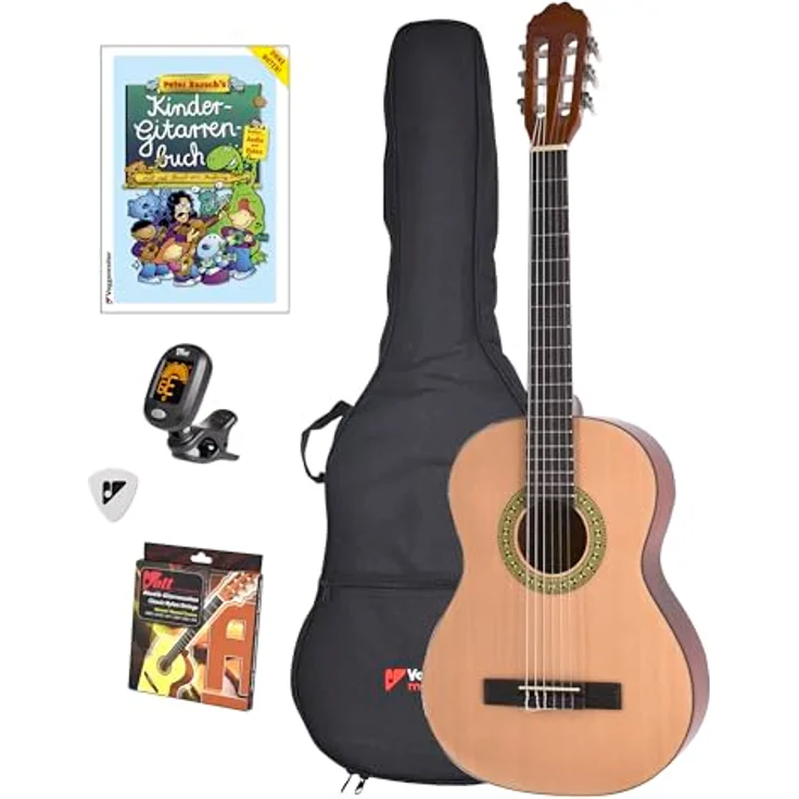 Voggenreiter Voggy Kindergitarren-Set 3/4, 7-tlg, Akustikgitarre, Akustik Gitarre, Erstgitarre, Kindergitarre, Stimmgerät, Ab 8 Jahre, 398 – Bild 2