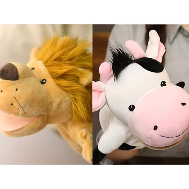 LOMTRATS Handpuppen für Kinder, 5-teiliges Set mit Wolf, Tiger, Löwe und Affe, bewegliche offene Münder, ideal für Geschichtenerzählen und Vorschulerziehung – Bild 1