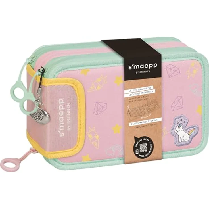 BRUNNEN Federmäppchen s'maepp Sweet Unicorn, 33-teilig, pastell-rosa/grün, 20,0 x 7,5 cm, inkl. Buntstifte, Bleisternen und Schere – Bild 6