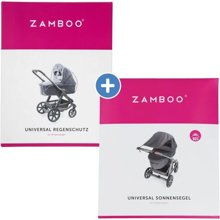 Zamboo Kinderwagen-Sonnenschutzhülle Erstlings- & Schutzset, Regenschutz, Regenverdeck & Sonnensegel, Sonnenschutz für Kinderwagen, Grau