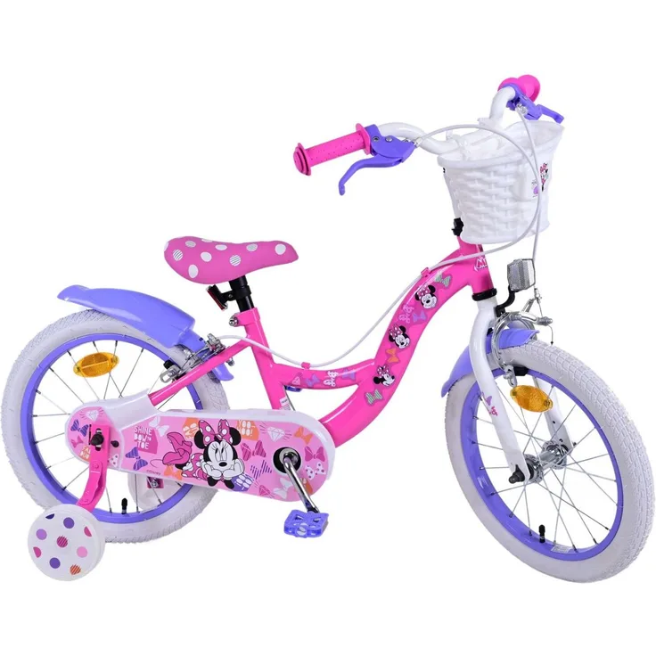 Volare Kinderfahrrad Disney Minnie - Mädchen - 14 Zoll - Rosa - Zweihandbremsen, Stahlfelgen, bis 60 kg, 85% zusammengebaut, 3-4,5 Jahre