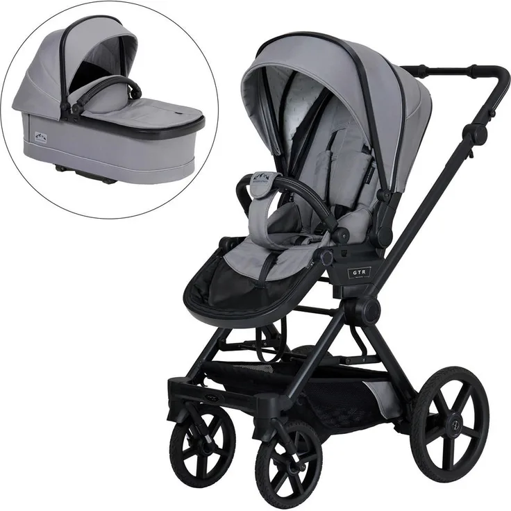 Hartan Kinderwagenset IVY GTR Outdoor, Grau, 3-teilig, mit Liegewanne, höhenverstellbarem Schiebergriff, Federung und 5-Punkte-Gurt