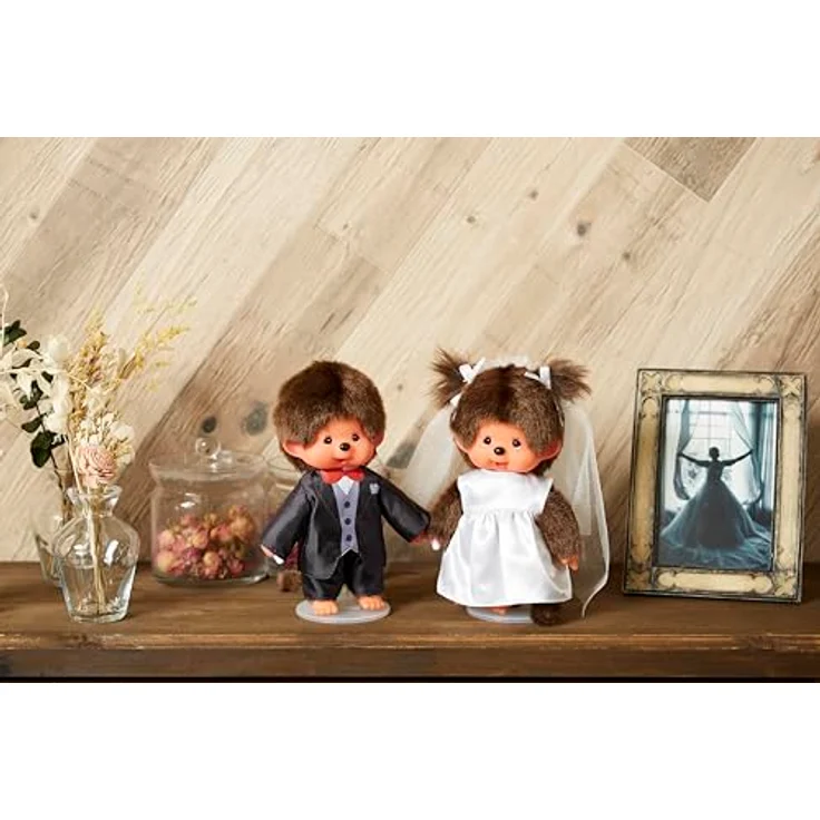 Monchhichi Plüschfigur Braut Mädchen 20 cm Monchhichi Puppe im Hochzeits-Kleid & Schleier, Sammlerstück in Brautkleid-Farbgebung – Bild 3
