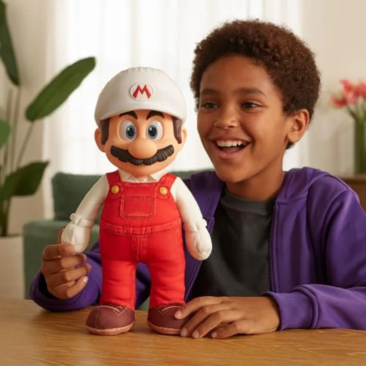 Jakks Pacific „Super Mario Galaxy“-Film: 35 cm großes, bewegliches Plüschtier – FIRE MARIO mit authentischen Details, für Kinder ab 3 Jahren – Bild 2