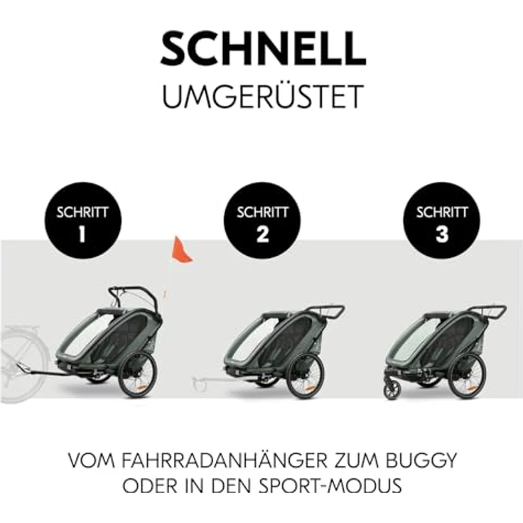 Hauck Fahrradkinderanhänger Bike N Walk Duo, für 2 Kinder, inkl. Deichsel – Bild 9