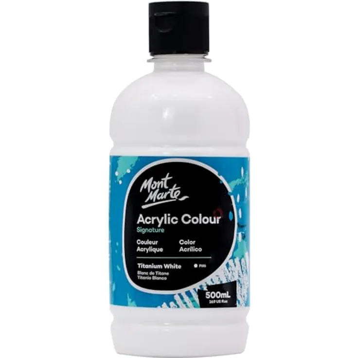 Mont Marte Acrylfarbe Weiß 500ml – Brillante, lichtechte Farbe mit großer Deckkraft und schneller Trocknungszeit für Acrylmalerei