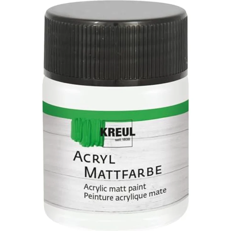 KREUL Acryl Mattfarbe 75502, pastellweiß, 50 ml, cremig deckend, schnelltrocknend, wasserbasiert, für vielseitige Untergründe geeignet – Bild 1
