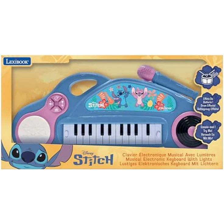 Lexibook K704D, elektronisches Klavier mit 4 integrierten Soundeffekten, 22 Demo-Melodien und DJ-Funktion, Disney Stitch Design – Bild 5