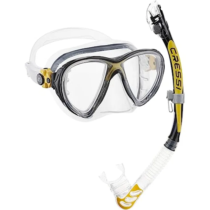 Cressi Big Eyes Evo Alpha Ultra Dry Schnorchelset Schnorcheln Set mit Schnorchel und Taucherbrille wasserdichte Tauchmaske Anti-Fog Anti-Leck aus Gehärtetem Glas Premium Dry Schnorchel für Erwachsene