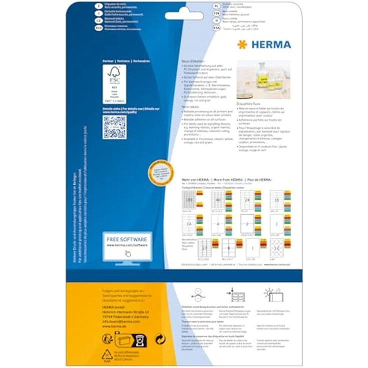 HERMA 5152 Neon-Etiketten rund in gelb, selbstklebend, bedruckbar, matt, blanko Papier - 240 Stück – Bild 2