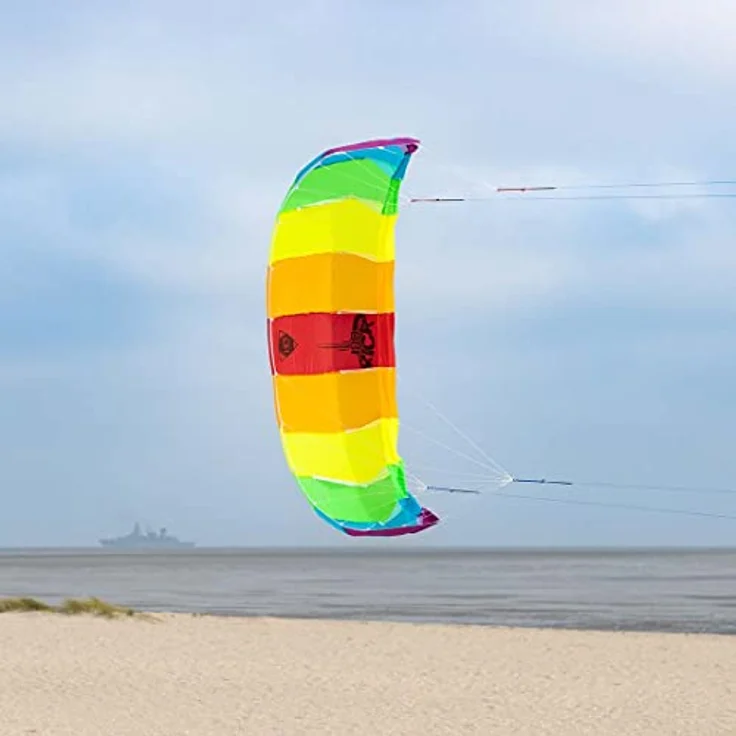 HQ HIGH QUALITY DESIGN HQ Lenkmatte Lenkdrachen Kick 180 Single Skin Kite, 180x63cm, Vierleiner Matte ohne Luftkammern, inkl. 50kp Dyneemaschnüre, 4x20m auf Quadgriffen, ab 10 Jahre – Bild 4
