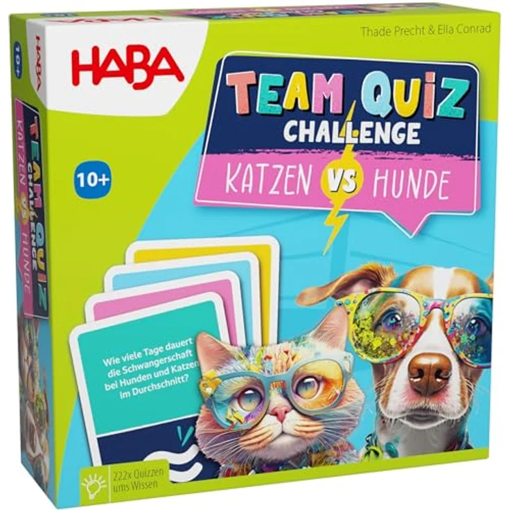 HABA Team Quiz Challenge Katzen vs. Hunde - Mit 222 Quizkarten & vielen Fragen - Mitbringspiel für Spieler ab 10 Jahren – Bild 1