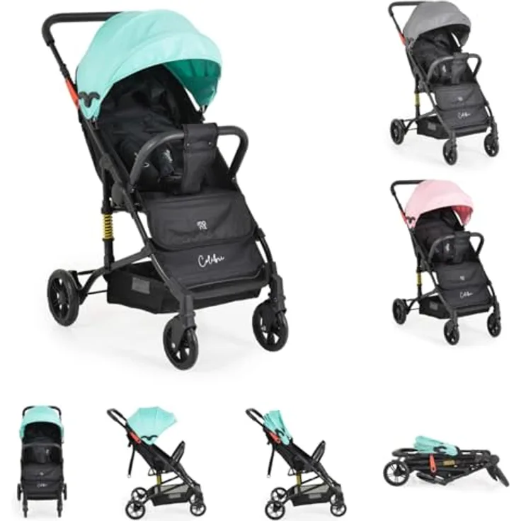 Moni Kinderwagen Buggy Colibri, faltbar, verstellbar, 5-Punkt-Gurt, ab Geburt, Farbe:türkis