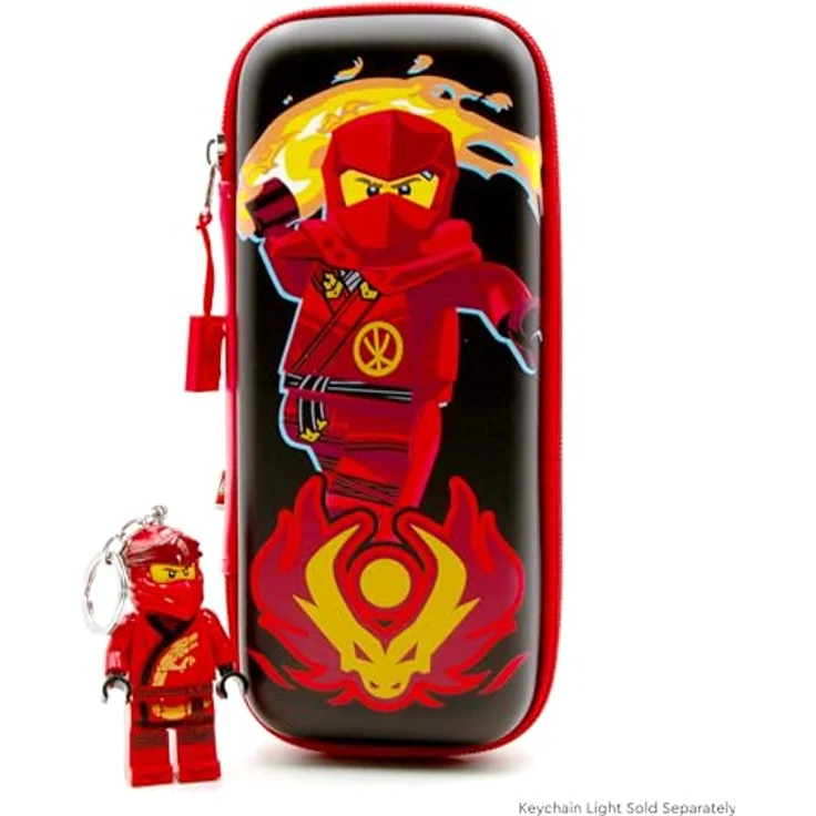 IQ LEGO Ninjago Federmäppchen, geformt, Kai (53325) - strapazierfähiges Polyurethan, 10,2 x 22,5 x 4,2 cm, mit Silikon-Reißverschluss und Innenstiftehalter, bunt – Bild 4