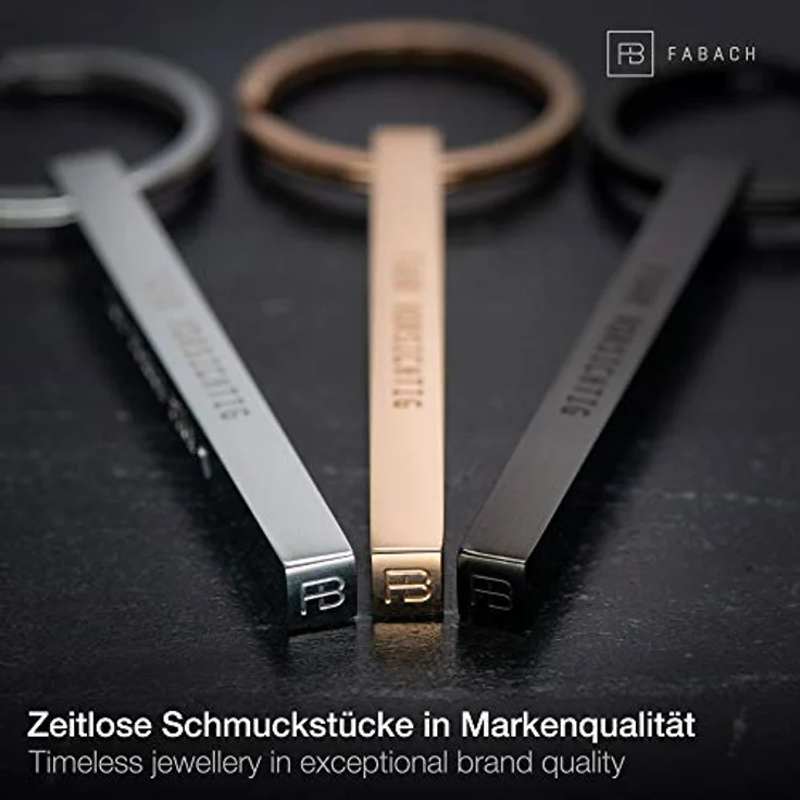 FABACH Cuboid Schlüsselanhänger Fahr vorsichtig ich brauch Dich - Quader Auto Schlüsselanhänger aus Edelstahl - Stäbchen Anhänger mit tiefer filigraner Gravur Fahr vorsichtig - Preisvergleich – Bild 5