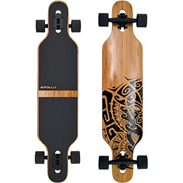 Apollo Longboard Tuvalu, Freeride Cruiser Board, Twin-Tip Drop-Through, Holzdeck aus Bambus – Bild 1