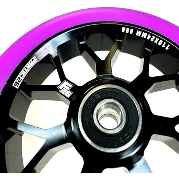 Fantic26 Stuntscooter Fantic26 Spy7 Stunt-Scooter Rolle 110mm Abec11 Schwarz /Pu Lila, Leichte Aluminiumlegierung, ABEC-11 Kugellager, 110mm Durchmesser – Bild 3