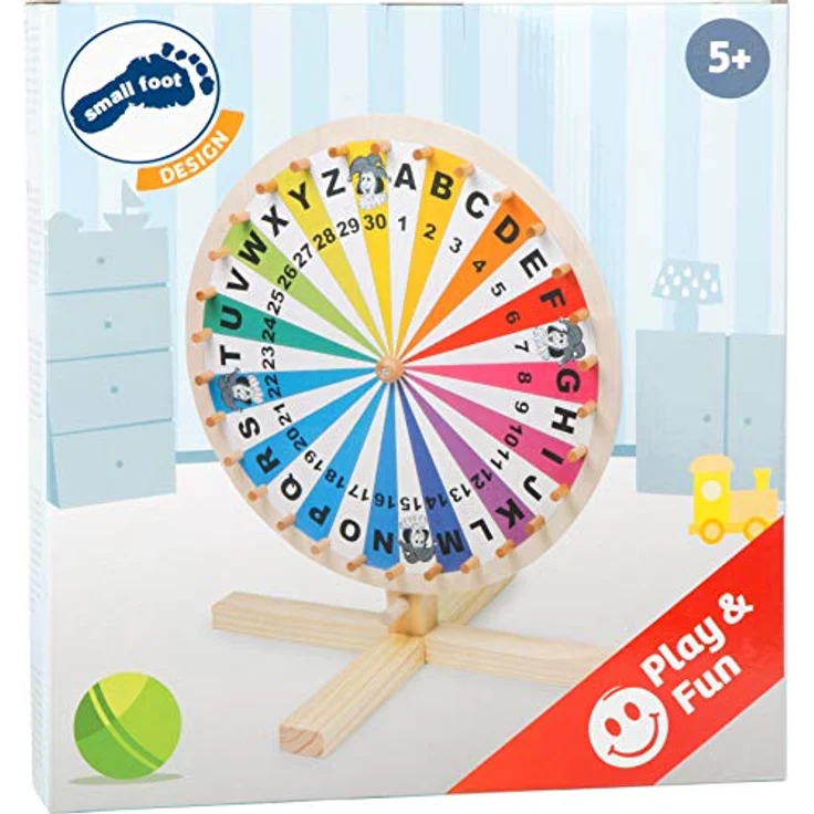 Small Foot Glücksrad, Holzspiel für die ganze Familie, 1-30 & A-Z, mobil auf Tisch spielbar, ab 5 Jahren, 6251 – Bild 4