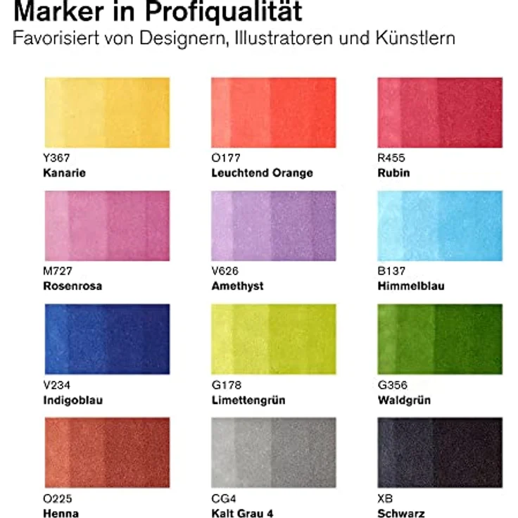 Winsor & Newton 0290137 ProMarker, Professioneller Layoutmarker - 2 Spitzen, fein und breit für Zeichnungen, Design und Layouts - 13 Farben Set 1 – Bild 4