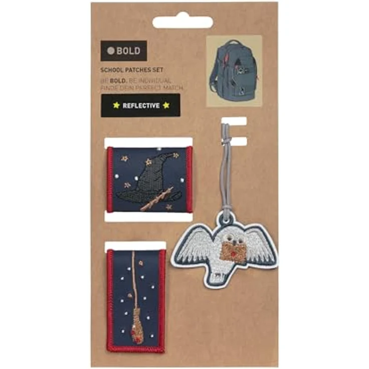 LÄSSIG Gepäckanhänger Patches Set, Mehrfarbig, Unisex für individuelle Rucksackgestaltung mit Neon- und Glitter-Designs – Bild 1