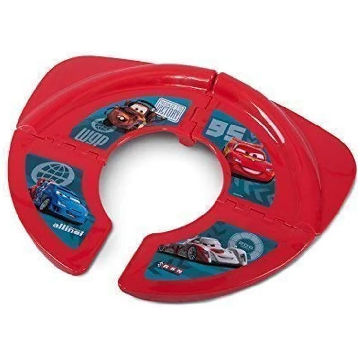 KiNDERWELT Faltbarer Premium Kinder-Toilettensitz für unterwegs, Disney Cars rot, stabiler faltbarer WC-Sitz mit Anti-Rutsch-Funktion, tragbarer Reise-WC-Sitz mit Tasche