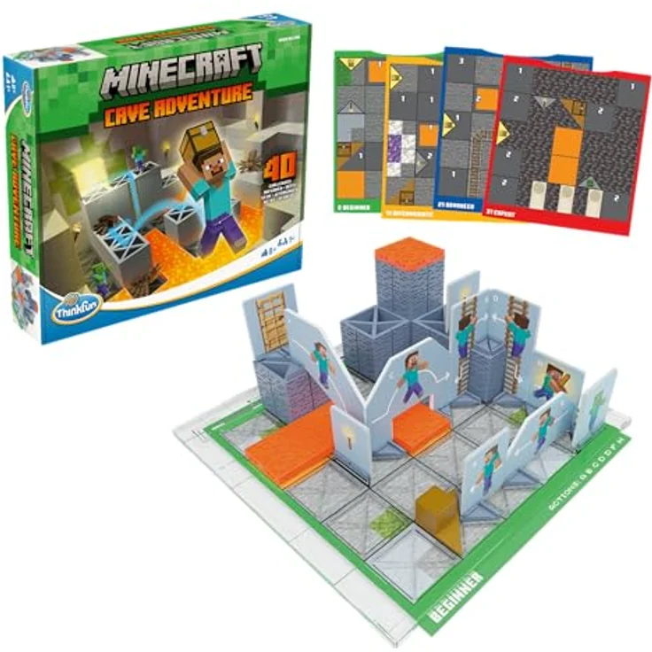 Thinkfun Minecraft Cave Adventure - Logikspiel mit 40 Leveln, interaktiven Elementen und strategischem Gameplay, ab 8 Jahren – Bild 2