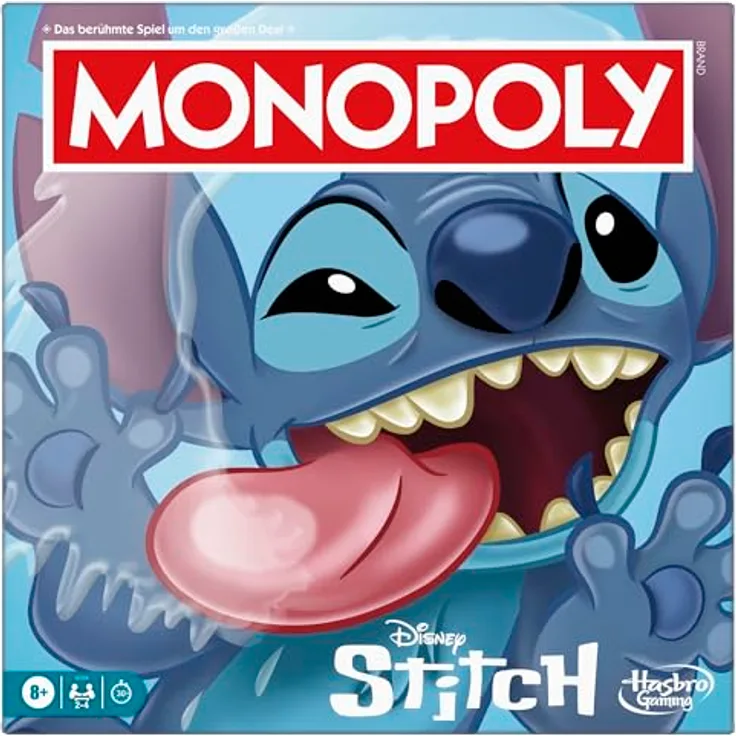 Monopoly Disney Stitch Edition Brettspiel - Deutsche Fassung, mit 4 einzigartigen Stitch Spielfiguren