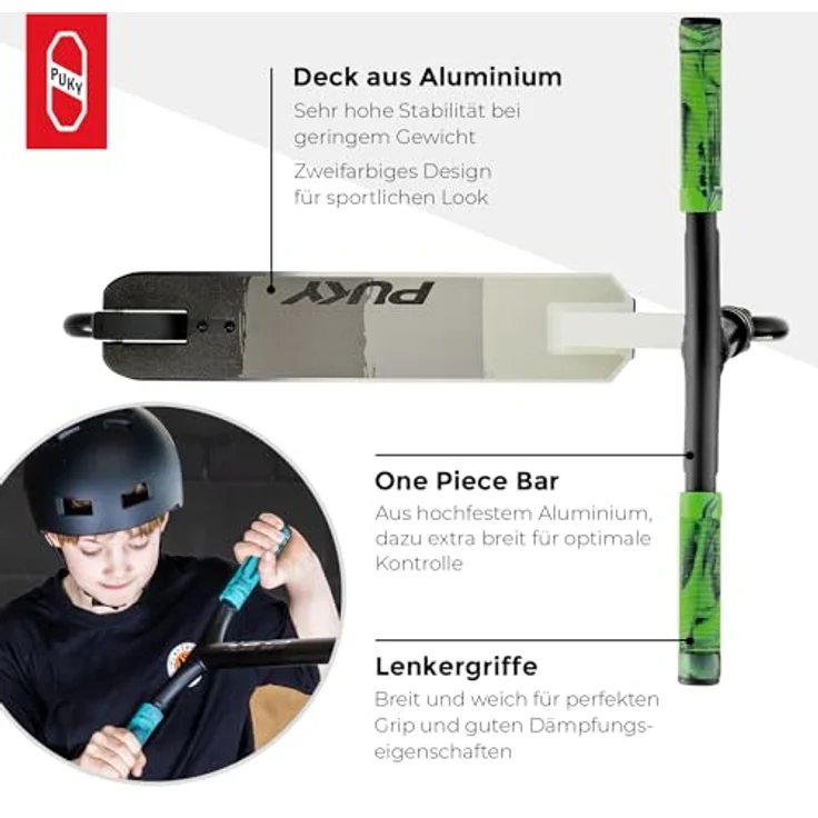 Puky Stuntscooter Spin, Aluminium-Deck, breite Griffe, Off-White – Bild 5