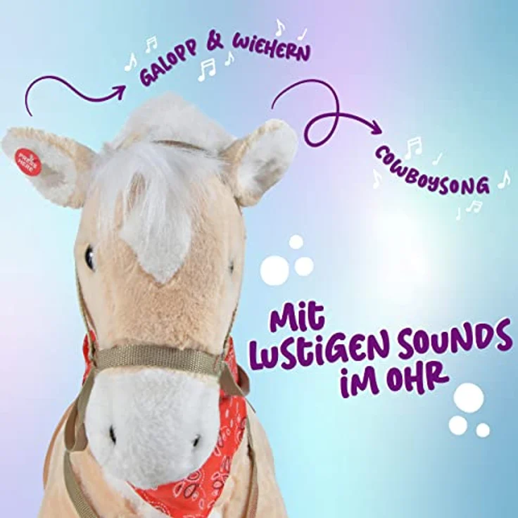 Pink Papaya Plüschpferd XXL 105cm - Sternchen, das riesige Pferd zum Reiten, EIN tolles Stehpferd XXL, bis 100kg, Spielpferd Pferd zum Draufsitzen inkl. Kleiner Bürste - EIN Kindertraum für Mädchen! – Bild 2