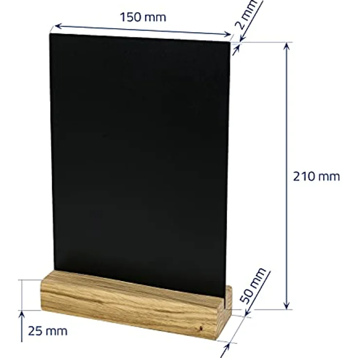 HMF Tischaufsteller Kreidetafel, DIN A5, schwarze DIY Deko mit Holzfuß, wiederverwendbar und stabil – Bild 3