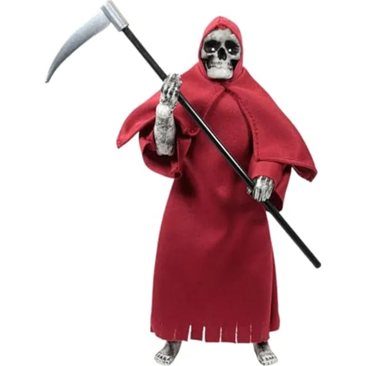Mego Sensenmann Actionfigur, 20,3 cm mit 14 Gelenkpunkten und detailliertem Stoff-Outfit, offizielles Lizenzprodukt