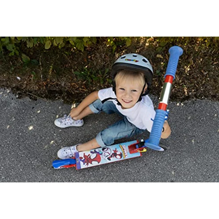 Smoby Spidey 2W Foldable Scooter, Kinderroller mit 2 Rädern und Bremse, zusammenklappbar, blau – Bild 5
