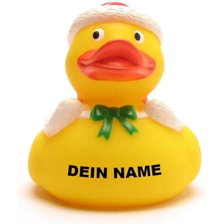 Duckshop Badeente - personalisierbar (Weihnachtsmann Ente) mit eigenem Wunschtext, L: 8 cm, Vinyl – Bild 1