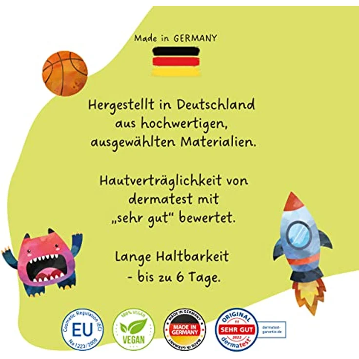 Papierdrachen 100 Metallic-Tattoos für Kinder, hautfreundliche Kindertattoos Bagger und Dino, 6 Bögen in Silber, hergestellt in Deutschland – Bild 3