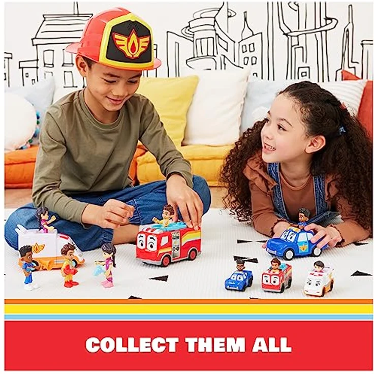 Spin Master Disney Firebuds, Interaktives Polizeiauto mit Spielfigur Jayden & Piston, Augenbewegung durch Druckmechanismus, Vroomlink kompatibel – Bild 2