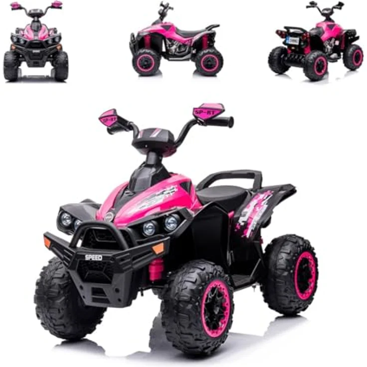 Chipolino Kinder Elektroquad ATV Speed, 2 Motoren, Licht- und Musikfunktion, Fußpedal, pink, bis 35 kg – Bild 1