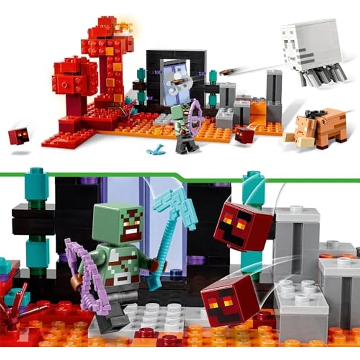 LEGO Minecraft Hinterhalt am Netherportal, Gaming-Spielzeug im Nether für Kinder mit Kampfszenen und legendären Figuren inkl. Ghast, Geschenk für Gamer-Jungs und Mädchen ab 8 Jahren 21255 – Bild 3