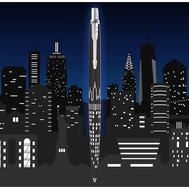 Parker Pen Jotter SE New York City, Kugelschreiber M, schwarz, Edelstahl mit Laser Gravur – Bild 2